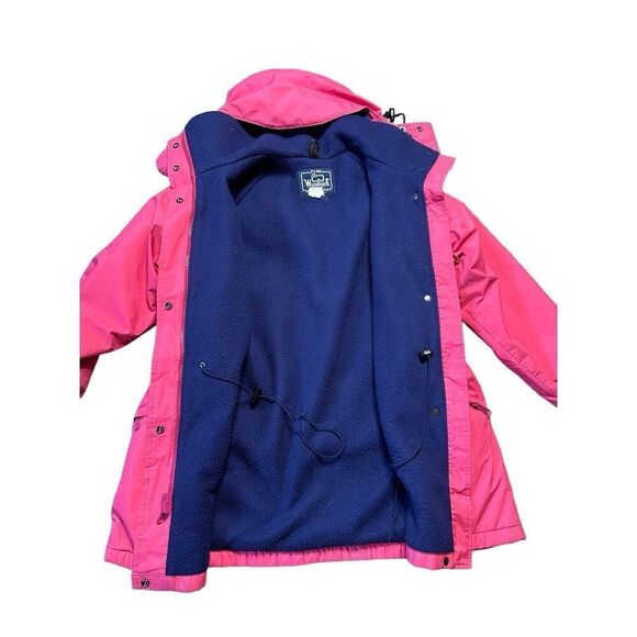 Vintage Woolrich Coat Women's Medium Fleece Lined Pink Detachable Hooded Parka - Picture 3 of 8